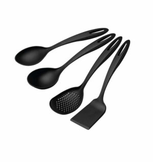 Set 4 Utensilios Nylon Negro Tramontina