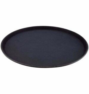Bandeja Redonda Camarero Antideslizante 40cm Negra