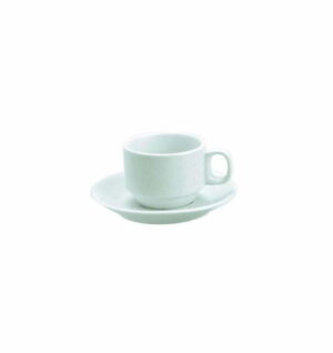 Taza Para Cafe Con Plato 100cc Loza Blanca