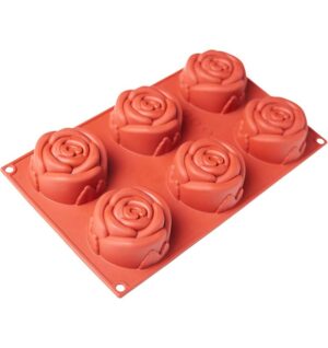 Molde De Silicona Redondo Flor Rosas 6 Cavidades