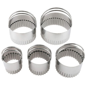 set cortantes redondos acero inoxidable rizado ondulado 5 piezas en uso